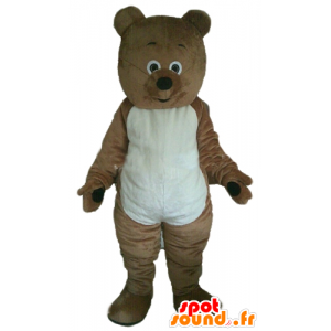 Mascot brun og hvit bamse, gnager - MASFR22661 - bjørn Mascot