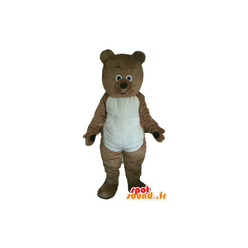 Mascotte de nounours marron et blanc, de rongeur - MASFR22661 - Mascotte d'ours