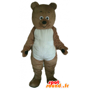 Mascotte de nounours marron et blanc, de rongeur - MASFR22661 - Mascotte d'ours