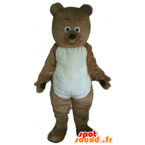 Maskotti ruskea ja valkoinen nallekarhu, jyrsijä - MASFR22661 - Bear Mascot