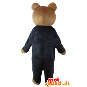 Mascote do urso urso marrom, vestido em um terno preto - MASFR22662 - mascote do urso