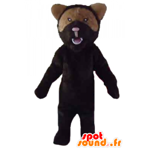 Mascotte d'ours noir et marron, à l'air rugissant - MASFR22663 - Mascotte d'ours