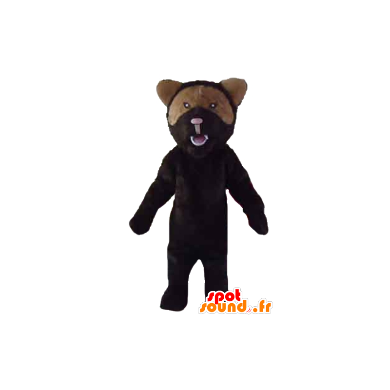 Mascote do urso preto e marrom, rugindo ar - MASFR22663 - mascote do urso