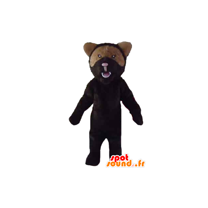 Mascotte orso nero e marrone, scoppiettante aria - MASFR22663 - Mascotte orso