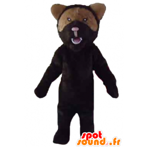 Mascote do urso preto e marrom, rugindo ar - MASFR22663 - mascote do urso