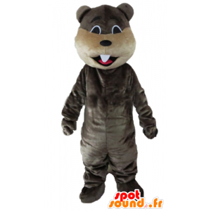 Mascote cinza e bege castor com grandes dentes - MASFR22664 - Beaver Mascot