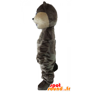 Mascot gray and beige beaver with big teeth - MASFR22664 - Beaver mascots