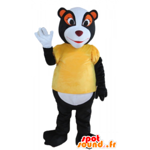 Mascot skunk, raccoon svart, hvit og oransje - MASFR22665 - Maskoter av valper