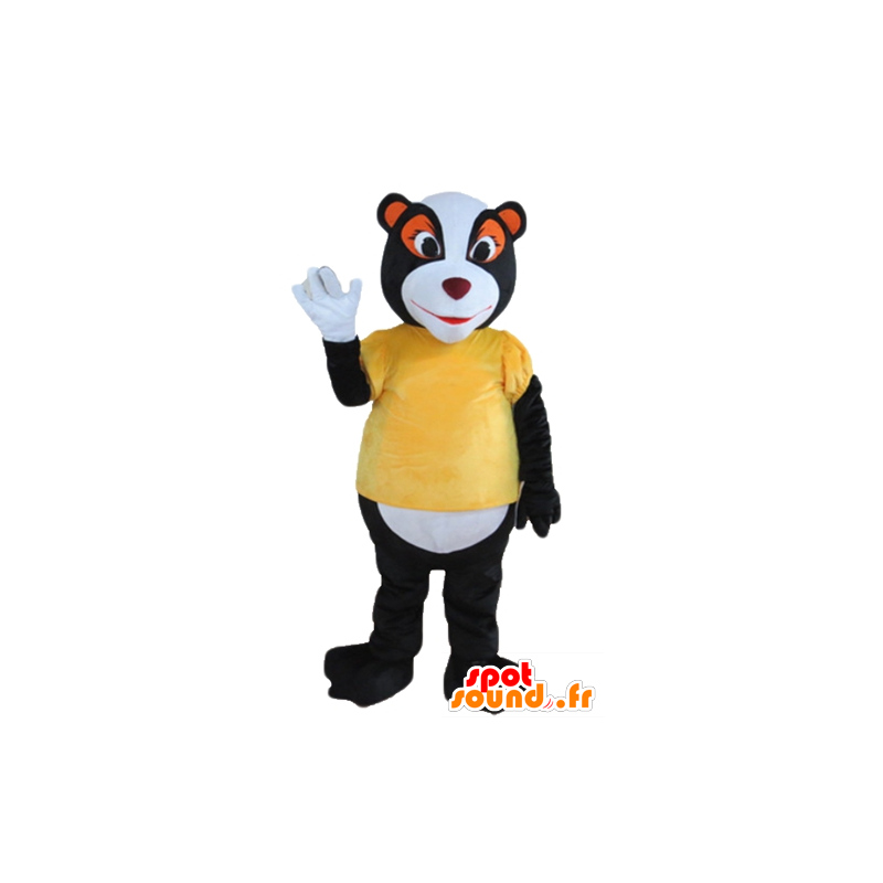 Mascot skunk, raccoon svart, hvit og oransje - MASFR22665 - Maskoter av valper