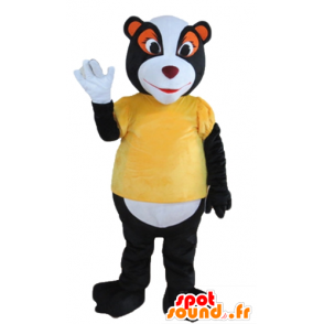 Mascot stinkdier, wasbeer zwart, wit en oranje - MASFR22665 - Mascottes van pups