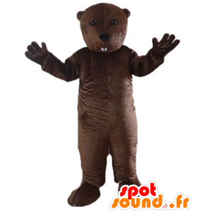Groundhog maskot, brun bäver, gnagare - Spotsound maskot