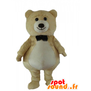 Stor bamse maskot beige og hvid - Spotsound maskot kostume