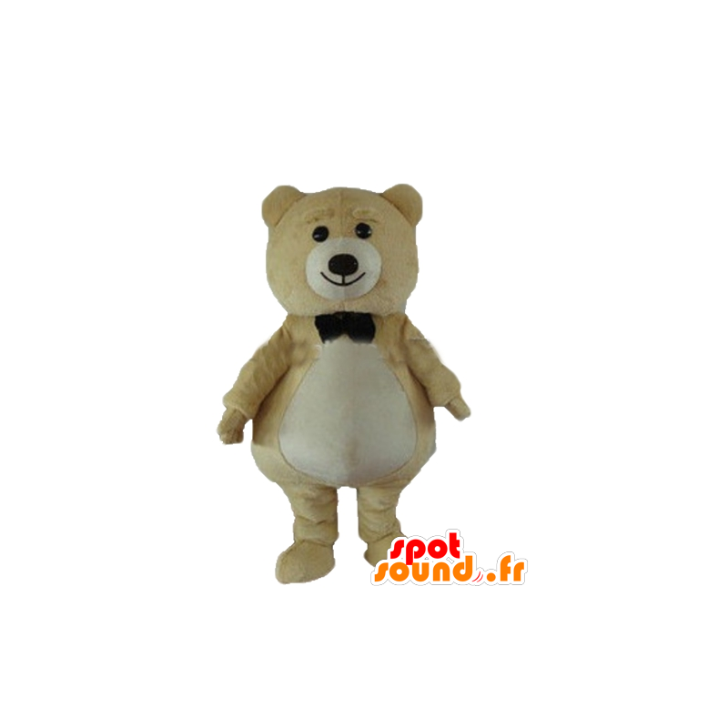 Mascotte de gros nounours en peluche beige et blanc - MASFR22669 - Mascotte d'ours