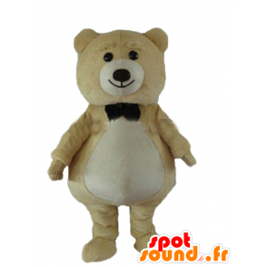 Mascotte de gros nounours en peluche beige et blanc - MASFR22669 - Mascotte d'ours