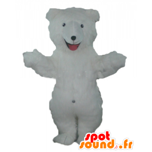 Mascot Bear witte pluche, alle harige - MASFR22670 - Bear Mascot