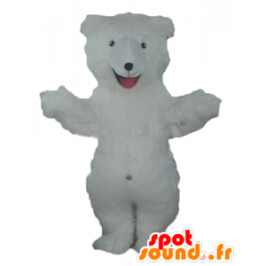 Mascote do urso de pelúcia branco, todo peludo - MASFR22670 - mascote do urso