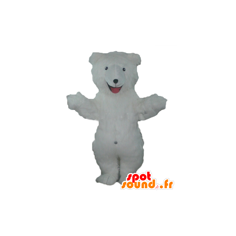 Mascotte d'ours en peluche blanc, tout poilu - MASFR22670 - Mascotte d'ours