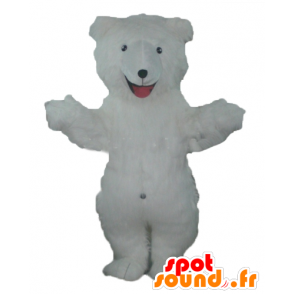 Mascote do urso de pelúcia branco, todo peludo - MASFR22670 - mascote do urso
