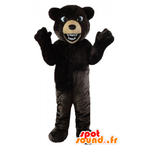 Mascot av svart og beige bjørn, brusende luft - MASFR22673 - bjørn Mascot