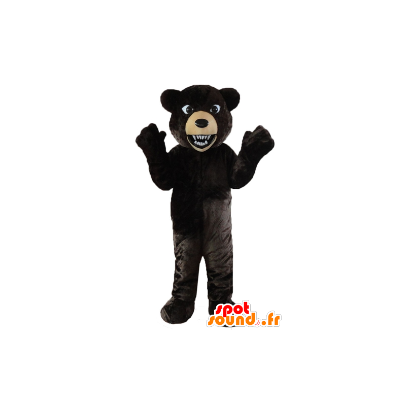 Mascota del oso negro y beige, aire rugiente - MASFR22673 - Oso mascota