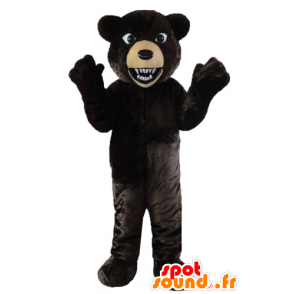 Mascote do urso preto e bege, ar rugindo - MASFR22673 - mascote do urso