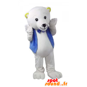 Mascot oso polar, con un chaleco y arco nudo - MASFR22674 - Oso mascota