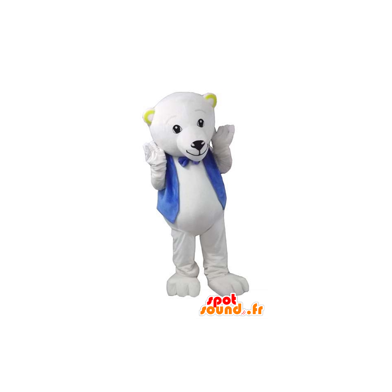 Mascot oso polar, con un chaleco y arco nudo - MASFR22674 - Oso mascota
