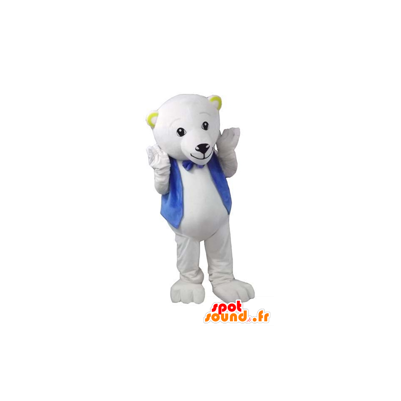 Mascot polar bear, with a vest and bow knot - MASFR22674 - Bear mascot