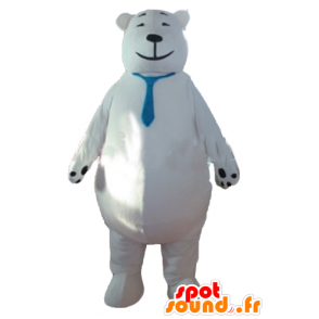 Maskotka duża niedźwiedzia polarnego z niebieskim krawatem - MASFR22675 - Maskotka miś