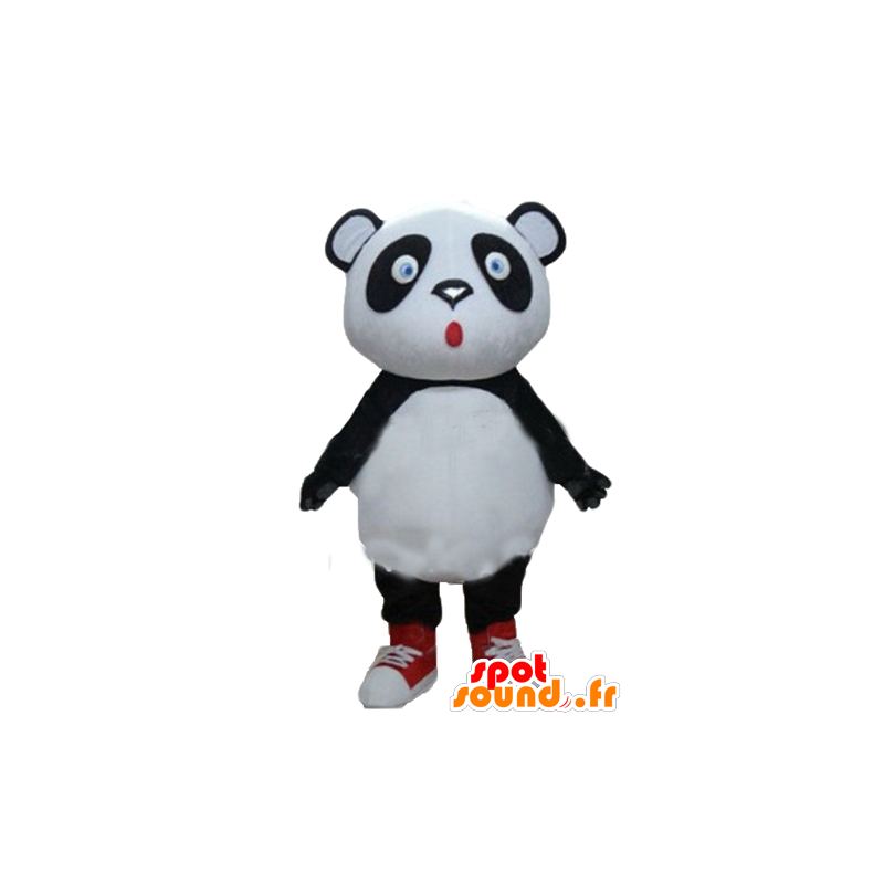 Large black and white panda mascot, blue eyes - MASFR22676 - Mascot of pandas