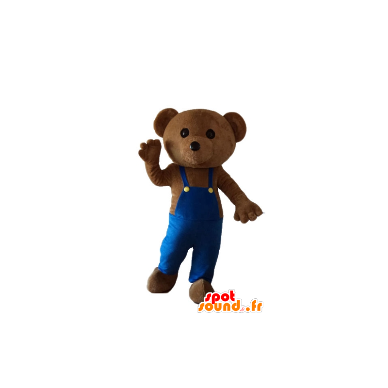 Mascot teddy bear with blue overalls - MASFR22677 - Bear mascot