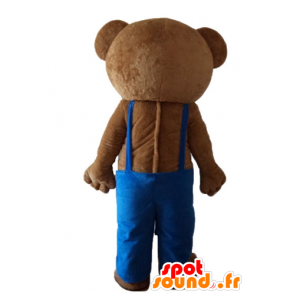 Mascot Teddybär mit blauen Overalls - MASFR22677 - Bär Maskottchen