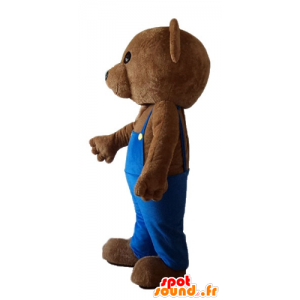 Mascot ursinho com macacão azul - MASFR22677 - mascote do urso