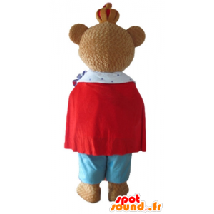 Mascot brown bear, wearing a colorful outfit King - MASFR22678 - Bear mascot