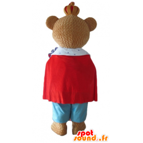 Mascot urso marrom, vestindo uma roupa de rei colorido - MASFR22678 - mascote do urso