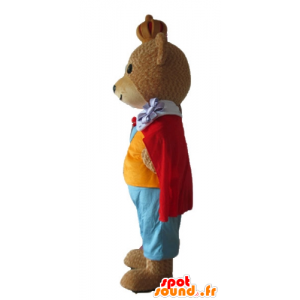 Mascot brown bear, wearing a colorful outfit King - MASFR22678 - Bear mascot