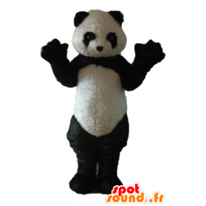 Mascot preto e panda branco, todo peludo - MASFR22680 - pandas mascote