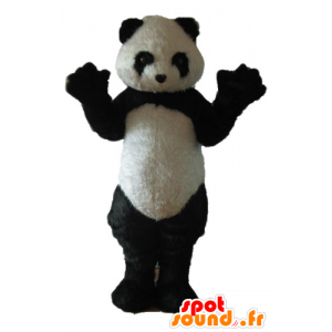Sort og hvid panda maskot, alle hårede - Spotsound maskot