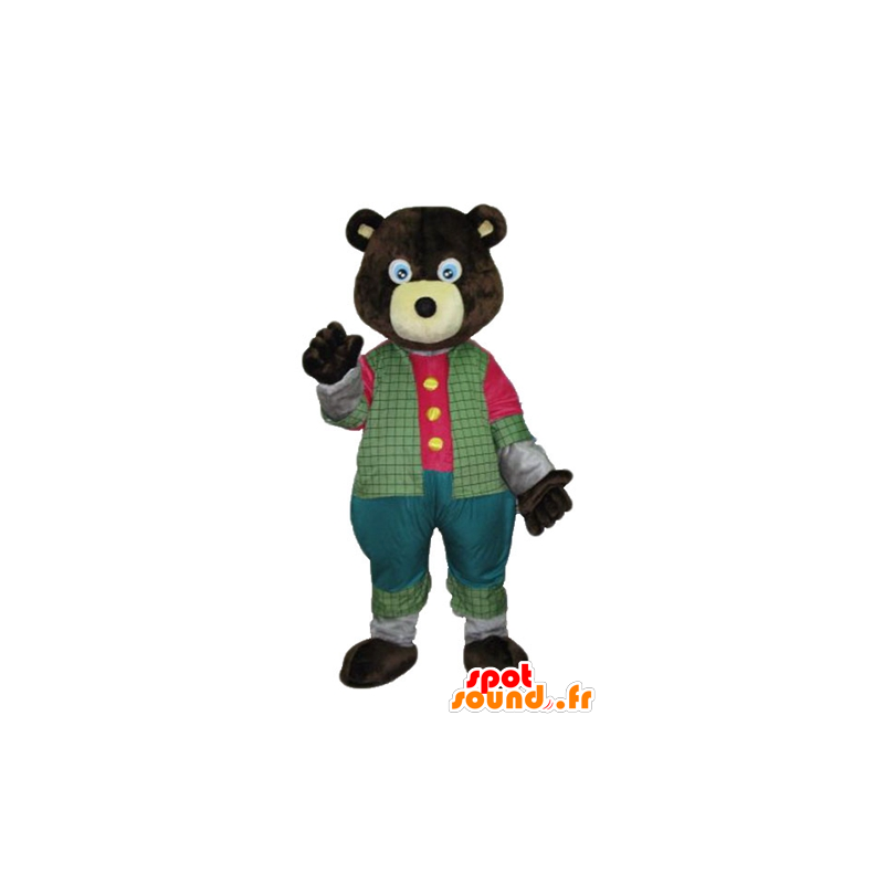 Mascot ursos marrons escuros na roupa colorida - MASFR22681 - mascote do urso