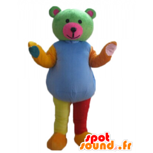 Flerfarvet bamse maskot - Spotsound maskot kostume