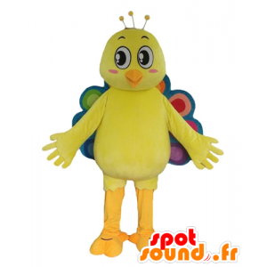 Mascot canarino giallo pavone con la coda colorata - MASFR22684 - Mascotte di anatre