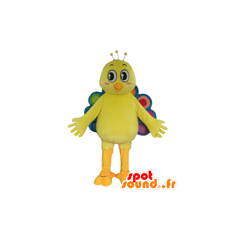 Mascot pavo real amarillo canario con coloridos cola - MASFR22684 - Mascota de los patos