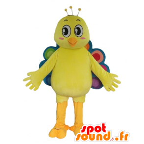 Mascot kanarkowo żółtą paw z kolorowych ogona - MASFR22684 - kaczki Mascot