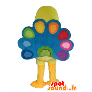Mascot kanarkowo żółtą paw z kolorowych ogona - MASFR22684 - kaczki Mascot