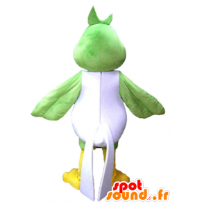 Grote vogel mascotte groen, wit en geel, en al glimlach - MASFR22685 - Mascot vogels