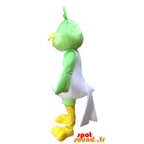 マスコット大きな緑、白、黄色の鳥、非常に笑顔-MASFR22685-鳥のマスコット