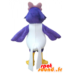 Mascotte large blue and white bird with a pink bow - MASFR22686 - Mascot of birds