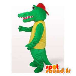 Mascote crocodilo com um boné vermelho - MASFR006517 - crocodilos mascote