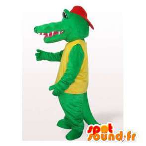 Krokodille maskot med rød lue - MASFR006517 - Mascot krokodiller