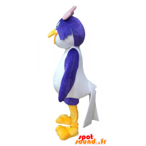 Groothandel Mascot blauwe en witte vogel met een roze strik - MASFR22686 - Mascot vogels